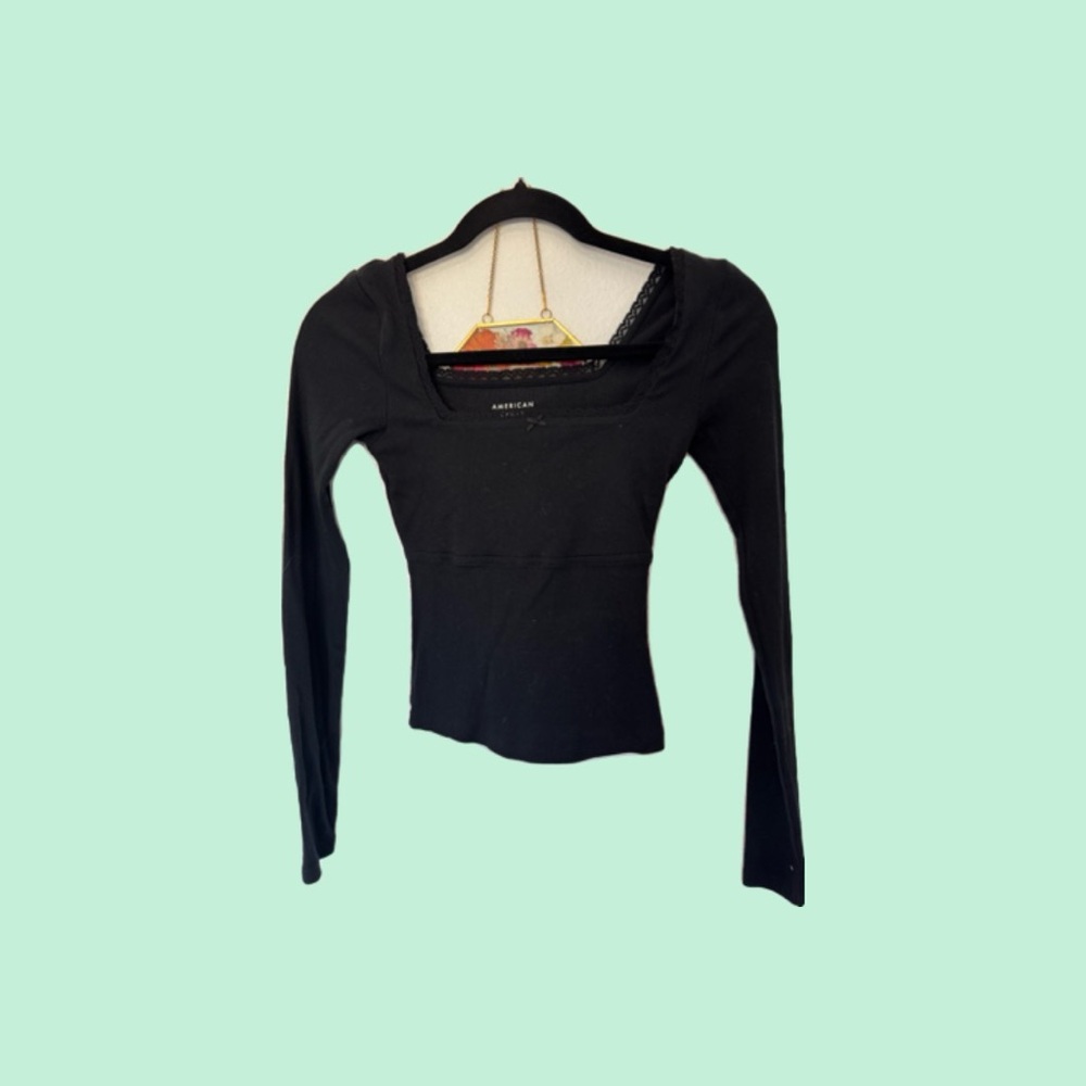 American Eagle Outfitters Black Square Neck Top